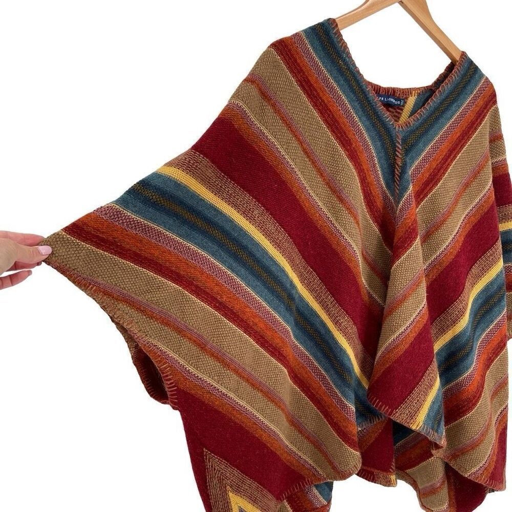 Vintage Ralph Lauren Poncho Sweater Wool‎ Linen Alpaca Cashmere Women XS/S - Picture 3 of 6